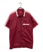 SUPREMEシュプリーム）の古着「ジップアップ半袖ワークシャツ 18SS」｜レッド×ピンク