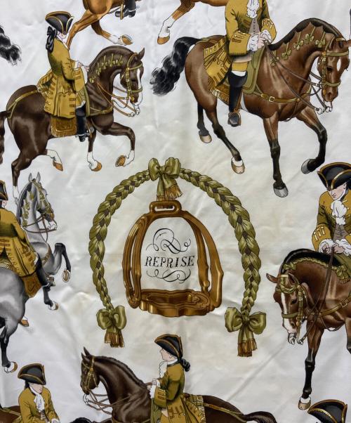 HERMES（エルメス）HERMES (エルメス) シルクスカーフ 	REPRISE カレ90 ブルー×ホワイトの古着・服飾アイテム