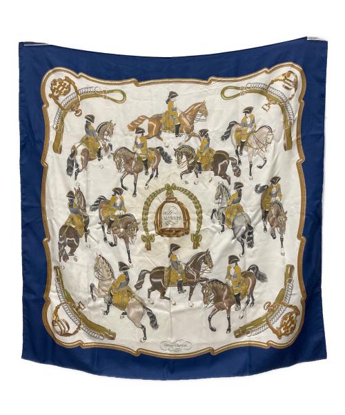 HERMES（エルメス）HERMES (エルメス) シルクスカーフ 	REPRISE カレ90 ブルー×ホワイトの古着・服飾アイテム