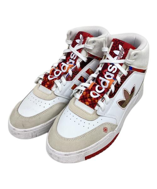 adidas（アディダス）adidas (アディダス) DROP STEP XL ハイカットスニーカー ホワイト×レッド サイズ:US10の古着・服飾アイテム