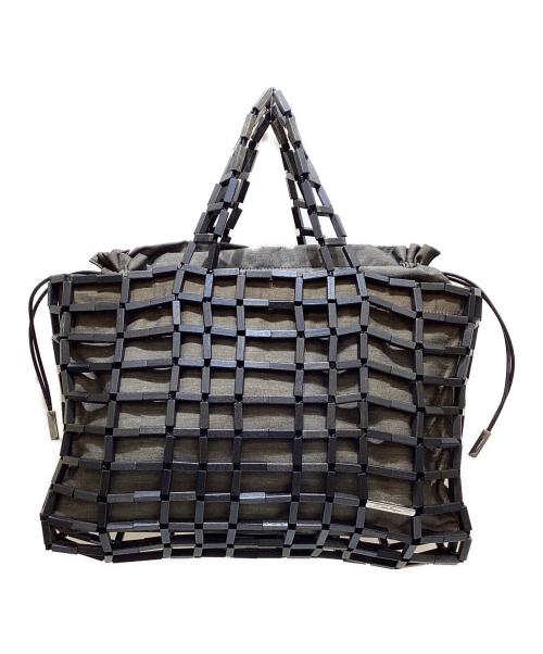 Salvatore Ferragamo（サルヴァトーレ フェラガモ）Salvatore Ferragamo (サルヴァトーレ フェラガモ) メッシュハンドバッグ グレー×ブラックの古着・服飾アイテム