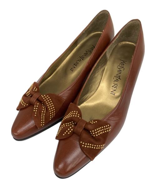 Yves Saint Laurent（イヴサンローラン）Yves Saint Laurent (イヴサンローラン) リボンパンプス ブラウン サイズ:23の古着・服飾アイテム
