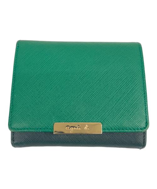 agnes b voyage（アニエスベーボヤージュ）agnes b voyage (アニエスベーボヤージュ) 2つ折り財布 グリーン×ブラックの古着・服飾アイテム