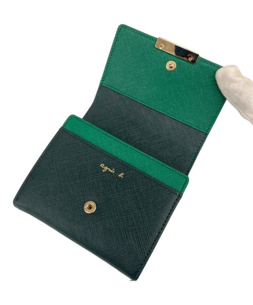 agnes b voyage（アニエスベーボヤージュ）agnes b voyage (アニエスベーボヤージュ) 2つ折り財布 グリーン×ブラックの古着・服飾アイテム