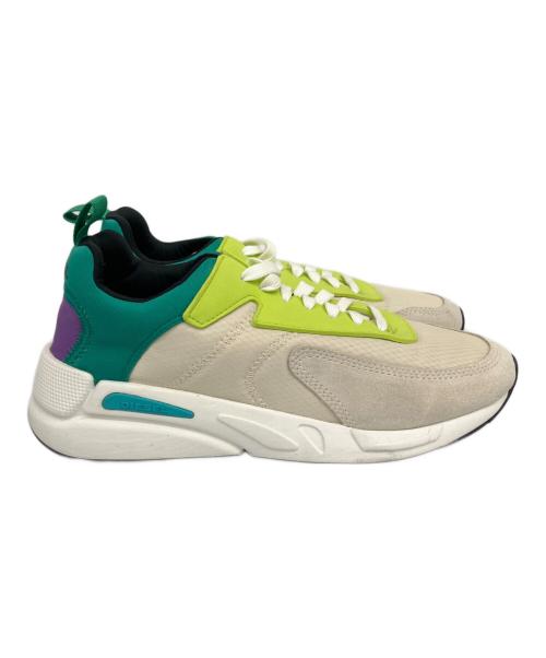 DIESEL（ディーゼル）DIESEL (ディーゼル) スニーカー ホワイト×グリーン サイズ:26.5の古着・服飾アイテム