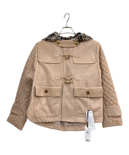 GRACE CLASS（グレースクラス）GRACE CLASS (グレースクラス) ツイードフードレザージャケット ベージュ サイズ:36の古着・服飾アイテム