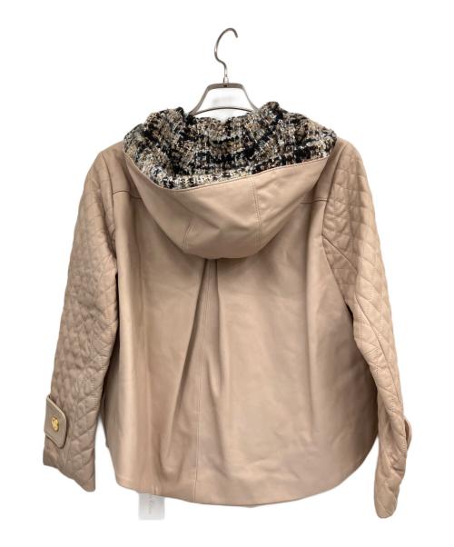 GRACE CLASS（グレースクラス）GRACE CLASS (グレースクラス) ツイードフードレザージャケット ベージュ サイズ:36の古着・服飾アイテム