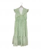 OBLIオブリ）の古着「半袖ワンピース」｜グリーン×ホワイト