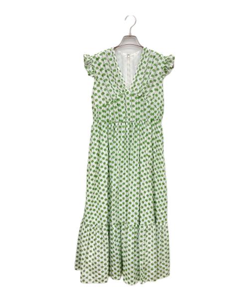 OBLI（オブリ）OBLI (オブリ) 半袖ワンピース グリーン×ホワイト サイズ:SIZE0の古着・服飾アイテム