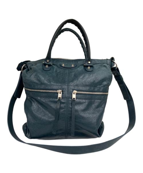 BALENCIAGA（バレンシアガ）BALENCIAGA (バレンシアガ) レザートートバッグ ブルーの古着・服飾アイテム