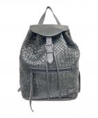 FALORNIファロルニ）の古着「レザー編み込みリュック」｜ブラック