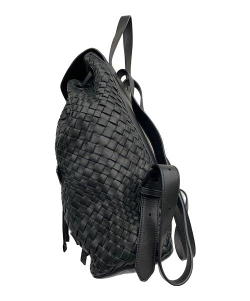 FALORNI（ファロルニ）FALORNI (ファロルニ) レザー編み込みリュック ブラックの古着・服飾アイテム