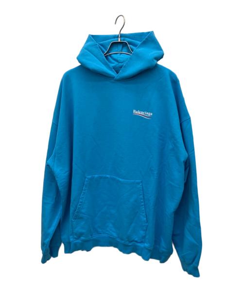 BALENCIAGA（バレンシアガ）BALENCIAGA (バレンシアガ) ダメージ加工プルオーバーパーカー スカイブルー サイズ:XSの古着・服飾アイテム