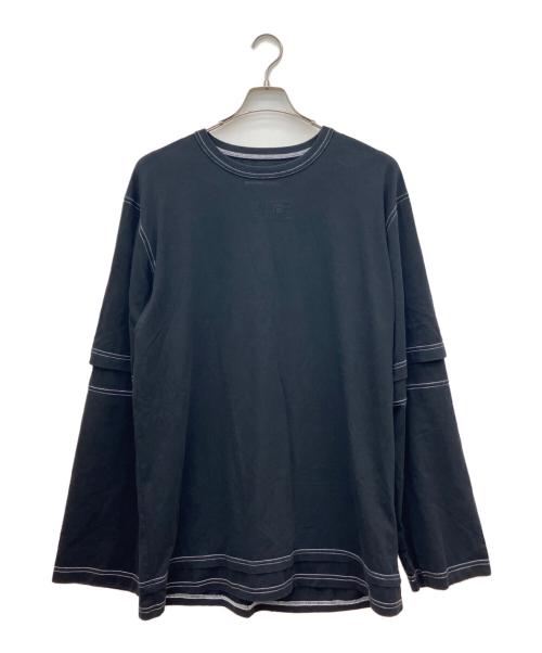 MM6 Maison Margiela（エムエムシックスメゾンマルジェラ）MM6 Maison Margiela (エムエムシックスメゾンマルジェラ) レイヤードカットソー ブラック サイズ:Mの古着・服飾アイテム
