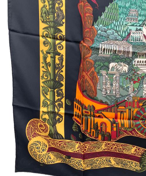HERMES（エルメス）HERMES (エルメス) スカーフ カレ90 アトランティス大陸 L'ATLANTIDE ブラックの古着・服飾アイテム
