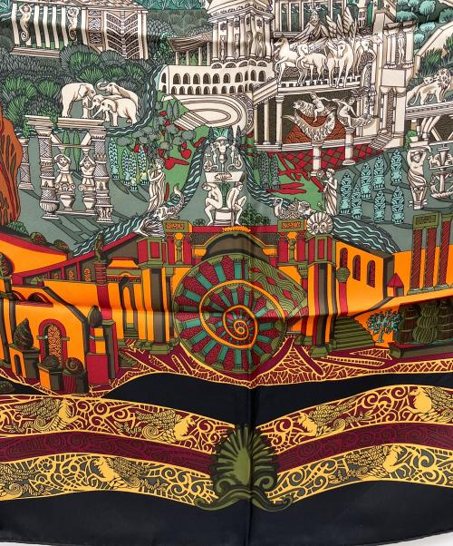 HERMES（エルメス）HERMES (エルメス) スカーフ カレ90 アトランティス大陸 L'ATLANTIDE ブラックの古着・服飾アイテム