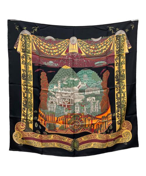 HERMES（エルメス）HERMES (エルメス) スカーフ カレ90 アトランティス大陸 L'ATLANTIDE ブラックの古着・服飾アイテム