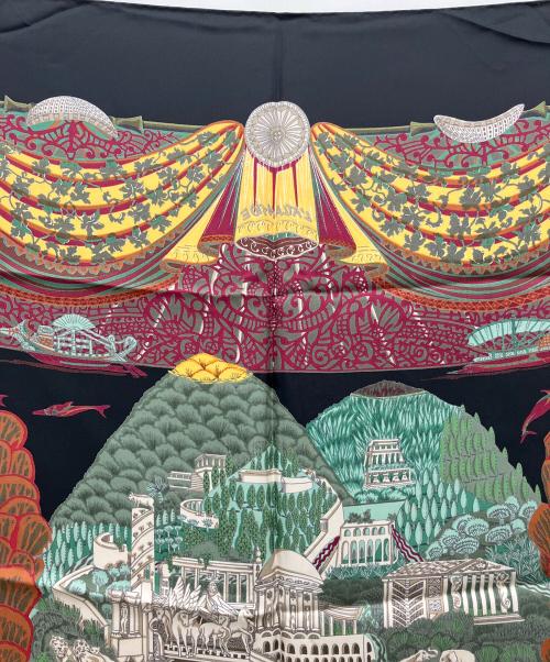 HERMES（エルメス）HERMES (エルメス) スカーフ カレ90 アトランティス大陸 L'ATLANTIDE ブラックの古着・服飾アイテム