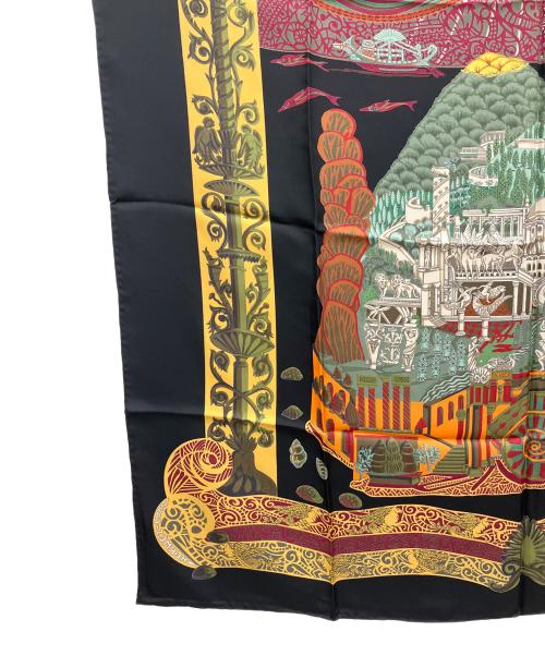 HERMES（エルメス）HERMES (エルメス) スカーフ カレ90 アトランティス大陸 L'ATLANTIDE ブラックの古着・服飾アイテム
