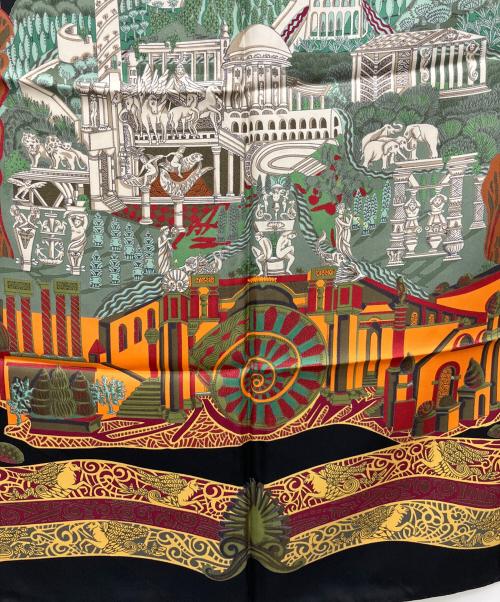 HERMES（エルメス）HERMES (エルメス) スカーフ カレ90 アトランティス大陸 L'ATLANTIDE ブラックの古着・服飾アイテム