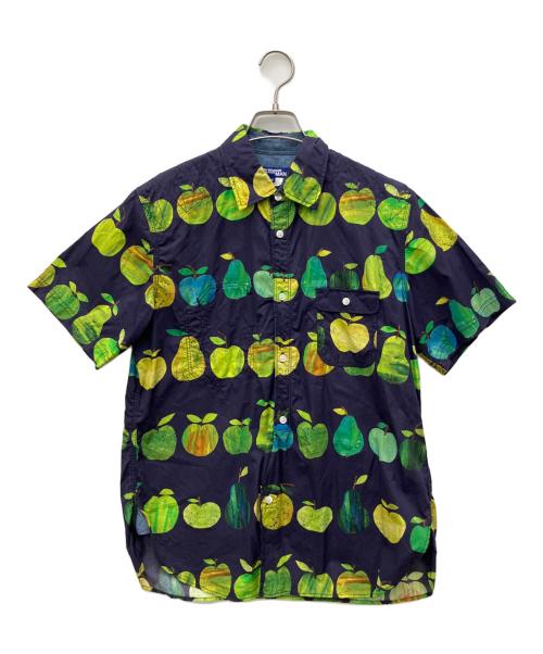 JUNYA WATANABE MAN（ジュンヤワタナベマン）JUNYA WATANABE MAN (ジュンヤワタナベマン) 半袖シャツ 綿ブロードプリントリンゴ柄大×綿シャンブレー ネイビー サイズ:Sの古着・服飾アイテム