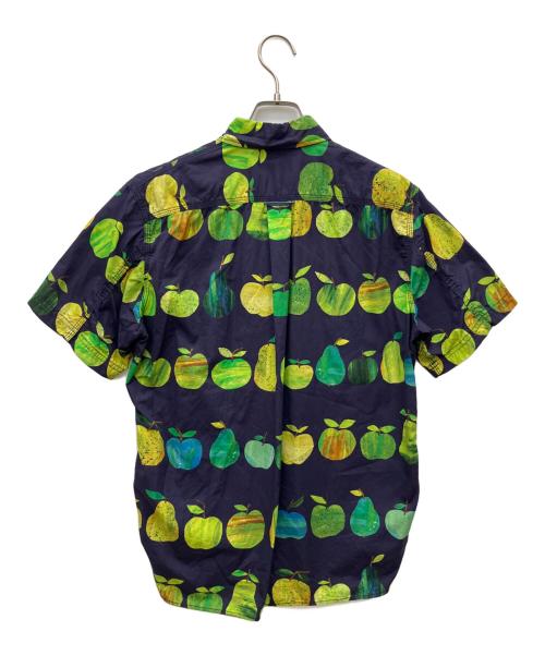 JUNYA WATANABE MAN（ジュンヤワタナベマン）JUNYA WATANABE MAN (ジュンヤワタナベマン) 半袖シャツ 綿ブロードプリントリンゴ柄大×綿シャンブレー ネイビー サイズ:Sの古着・服飾アイテム
