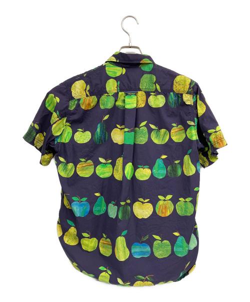 JUNYA WATANABE MAN（ジュンヤワタナベマン）JUNYA WATANABE MAN (ジュンヤワタナベマン) 半袖シャツ 綿ブロードプリントリンゴ柄大×綿シャンブレー ネイビー サイズ:Sの古着・服飾アイテム