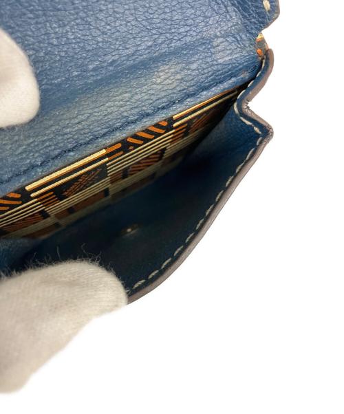 MOREAUPARIS（モロー・パリ）MOREAUPARIS (モロー・パリ) 3つ折り財布 ブラウン×ブルーの古着・服飾アイテム