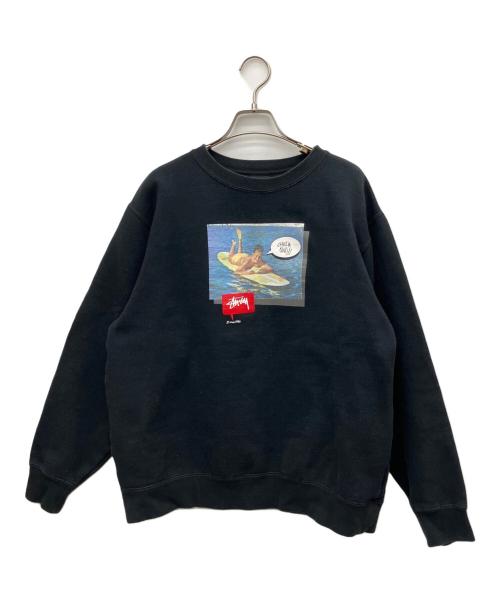 stussy（ステューシー）stussy (ステューシー) クルーネックスウェット ブラック サイズ:Lの古着・服飾アイテム