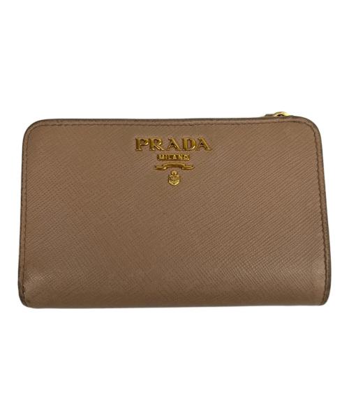 PRADA（プラダ）PRADA (プラダ) 2つ折り財布 ベージュ×レッドの古着・服飾アイテム