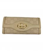 GUCCIグッチ）の古着「インターロッキングG シマレザー 長財布」｜ホワイト