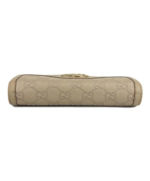 GUCCI（グッチ）GUCCI (グッチ) インターロッキングG シマレザー 長財布 ホワイトの古着・服飾アイテム