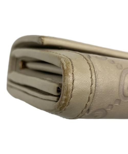 GUCCI（グッチ）GUCCI (グッチ) インターロッキングG シマレザー 長財布 ホワイトの古着・服飾アイテム