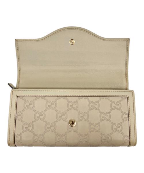 GUCCI（グッチ）GUCCI (グッチ) インターロッキングG シマレザー 長財布 ホワイトの古着・服飾アイテム