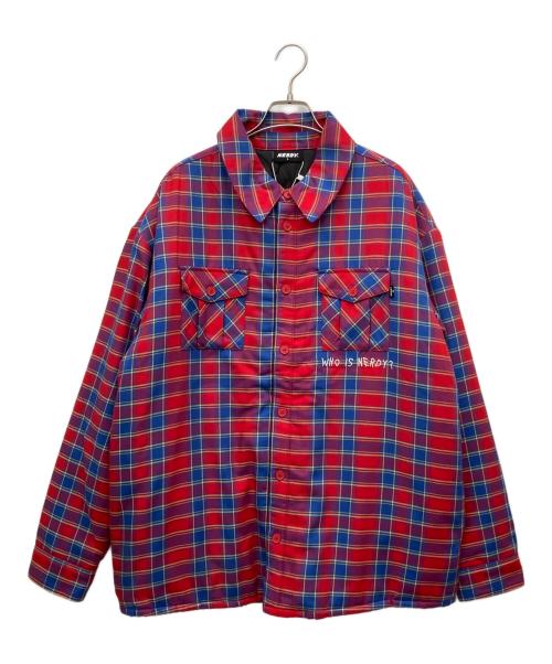 NERDY（ノルディ）NERDY (ノルディ) シャツジャケット レッド×ブルー サイズ:Lの古着・服飾アイテム