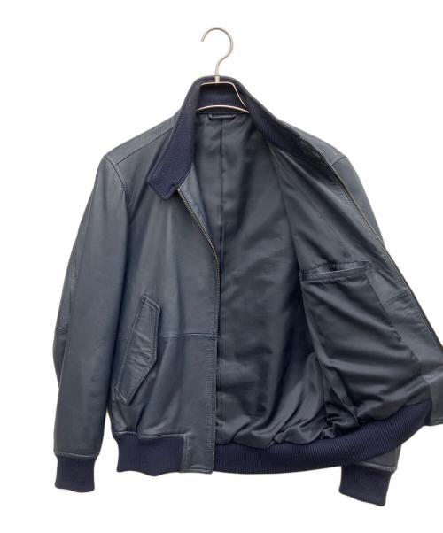 J.PRESS（ジェイプレス）J.PRESS (ジェイプレス) レザージャケット ネイビー サイズ:Mの古着・服飾アイテム