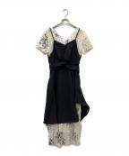 AKIKOAOKIアキコアオキ）の古着「レイヤード半袖ワンピース」｜ホワイト×ブラック