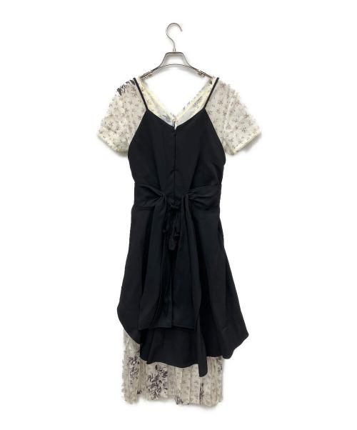 AKIKOAOKI（アキコアオキ）AKIKOAOKI (アキコアオキ) レイヤード半袖ワンピース ホワイト×ブラック サイズ:Freeの古着・服飾アイテム