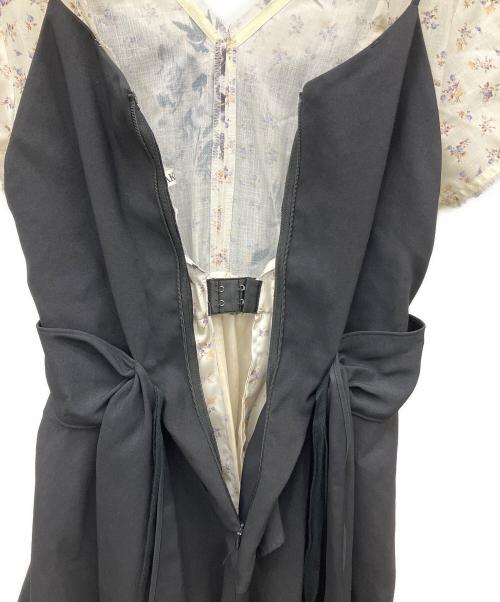 AKIKOAOKI（アキコアオキ）AKIKOAOKI (アキコアオキ) レイヤード半袖ワンピース ホワイト×ブラック サイズ:Freeの古着・服飾アイテム
