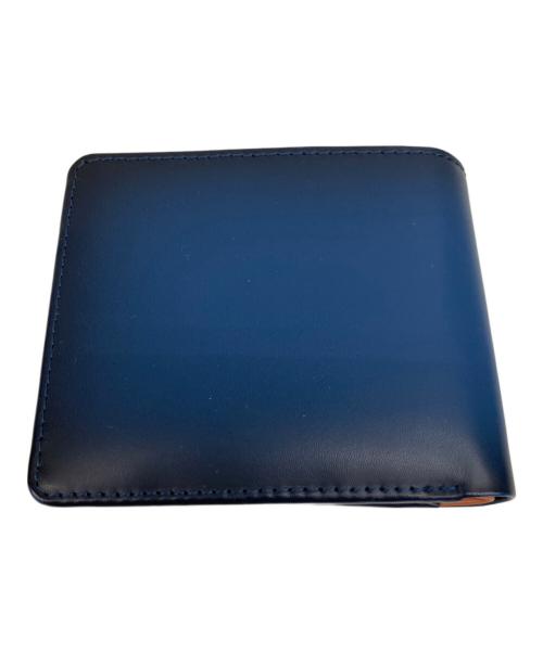 京極匠工房（キョウゴクタクミコウボウ）京極匠工房 (キョウゴクタクミコウボウ) 2つ折り財布 ネイビー×ブラウンの古着・服飾アイテム