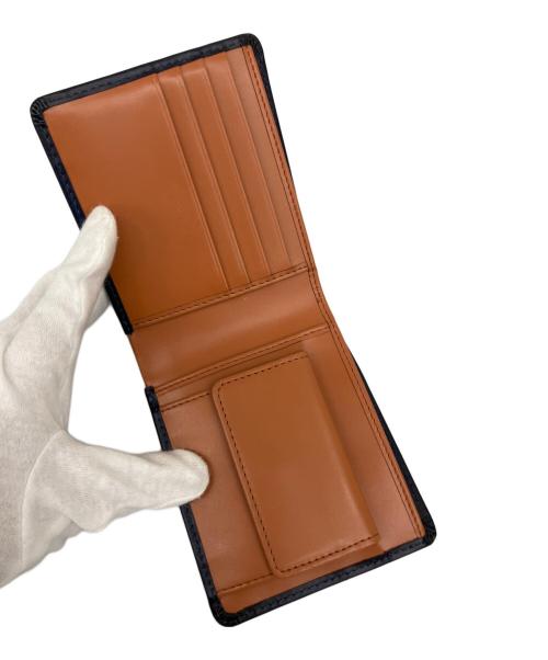 京極匠工房（キョウゴクタクミコウボウ）京極匠工房 (キョウゴクタクミコウボウ) 2つ折り財布 ネイビー×ブラウンの古着・服飾アイテム