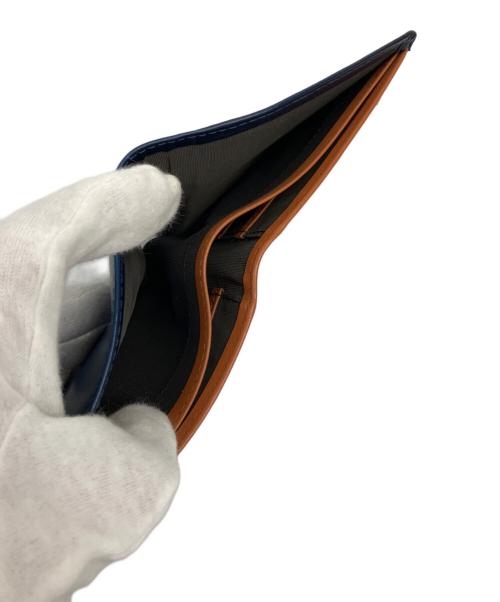 京極匠工房（キョウゴクタクミコウボウ）京極匠工房 (キョウゴクタクミコウボウ) 2つ折り財布 ネイビー×ブラウンの古着・服飾アイテム
