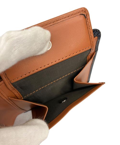京極匠工房（キョウゴクタクミコウボウ）京極匠工房 (キョウゴクタクミコウボウ) 2つ折り財布 ネイビー×ブラウンの古着・服飾アイテム
