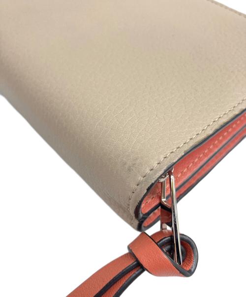 LOEWE（ロエベ）LOEWE (ロエベ) コンパクト ジップウォレット ベージュ×オレンジの古着・服飾アイテム