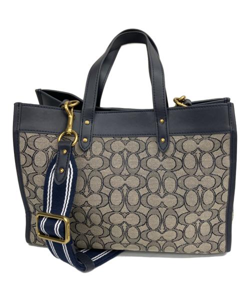 COACH（コーチ）COACH (コーチ) 2WAYバッグ ベージュ×ネイビーの古着・服飾アイテム