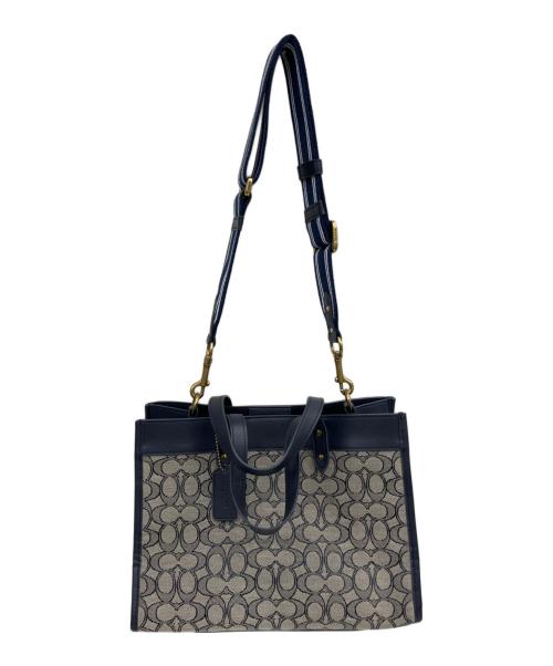 COACH（コーチ）COACH (コーチ) 2WAYバッグ ベージュ×ネイビーの古着・服飾アイテム