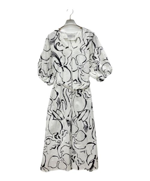 marimekko（マリメッコ）marimekko (マリメッコ) 半袖ワンピース ホワイト×ブラック サイズ:SIZE36の古着・服飾アイテム