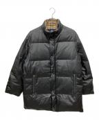 BURBERRY LONDONバーバリーロンドン）の古着「フェイクレザーダウンジャケット」｜ブラック