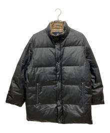 BURBERRY LONDON（バーバリーロンドン）の古着「フェイクレザーダウンジャケット」｜ブラック