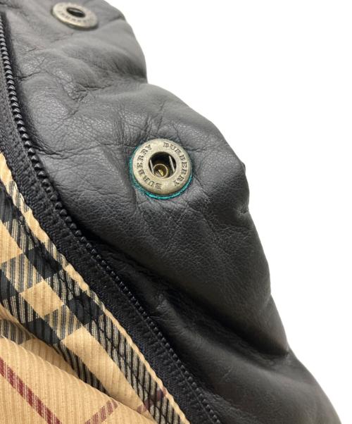 BURBERRY LONDON（バーバリーロンドン）BURBERRY LONDON (バーバリーロンドン) フェイクレザーダウンジャケット ブラック サイズ:Lの古着・服飾アイテム
